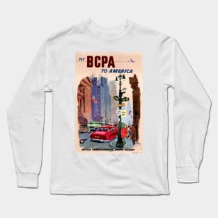 Vintage Travel Poster Fly BCPA to America Long Sleeve T-Shirt